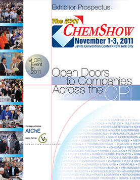 Exhibitor prospectus for a national chemical process show: cover and sample spreads