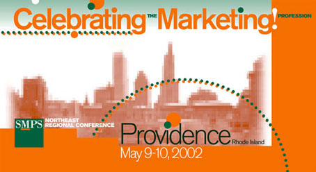 Direct mail marketing brochure for the SMPS Regional Conference (Society for Marketing Professional Services) in Providence, RI.