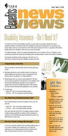 Benefits newsletter for USF&G.